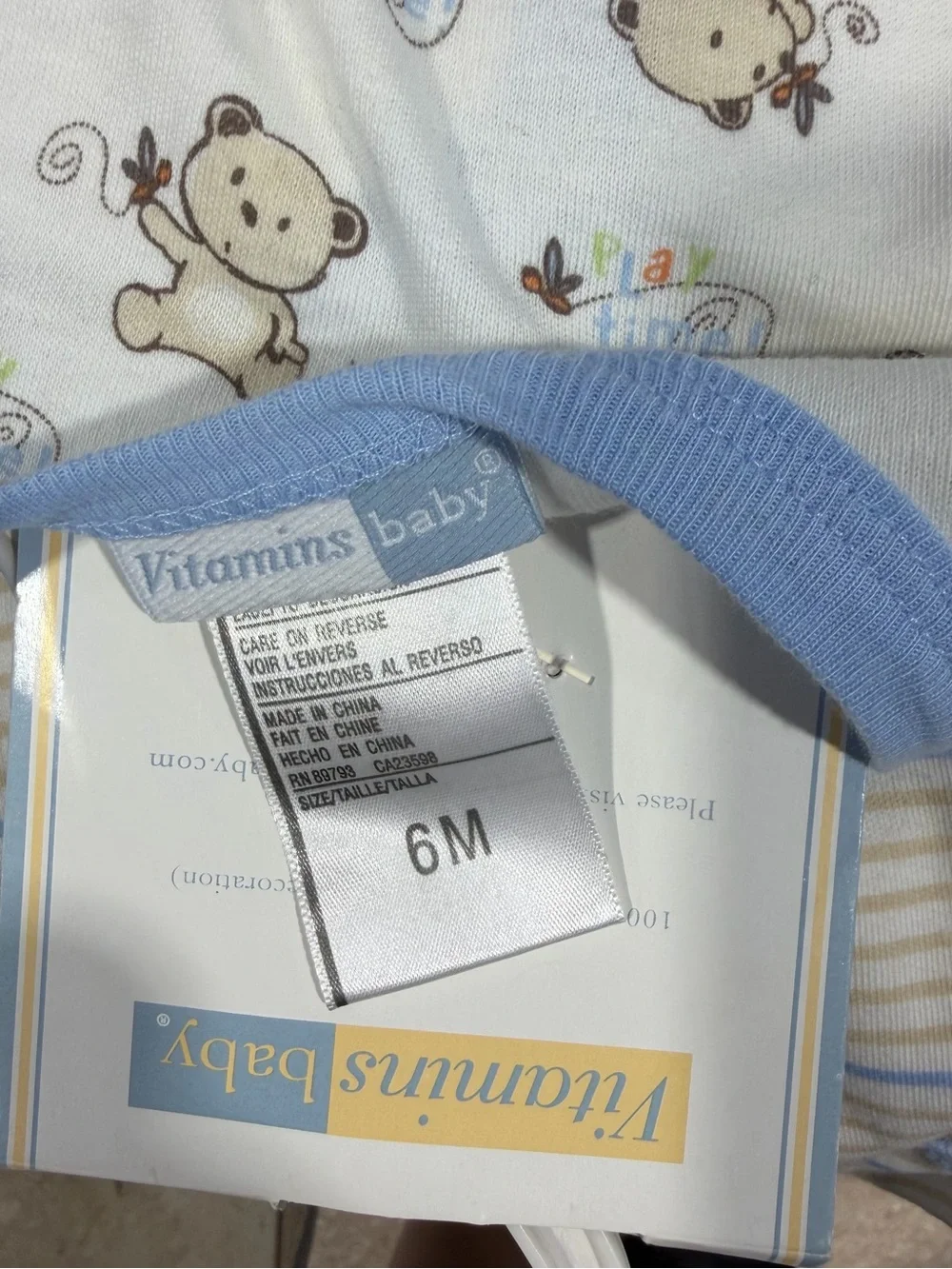 Vitamins Baby Blue and Cream Bear 3-Piece Bodysuit Set